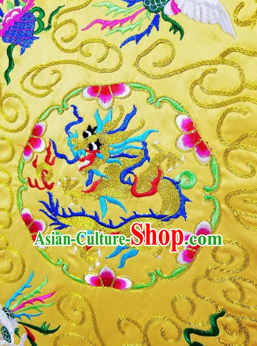 Chinese Ancient Taoist Priest Embroidered Round Dragons Yellow Cassocks Traditional Taoism Vestment Costume