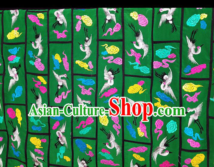 Chinese Ancient Taoist Priest Handmade Embroidered Cloud Cranes Green Cassocks Traditional Taoism Vestment Costume