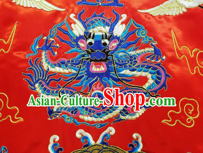 Chinese Ancient Taoist Priest Embroidered Dragon Crane Red Cassocks Traditional Taoism Vestment Costume