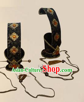 Chinese Ancient Prince Black Hairdo Crown Traditional Han Dynasty Nobility Childe Headwear for Men