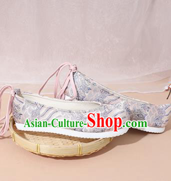 Chinese National Pink Hanfu Shoes Traditional Princess Shoes Embroidered Shoes for Women