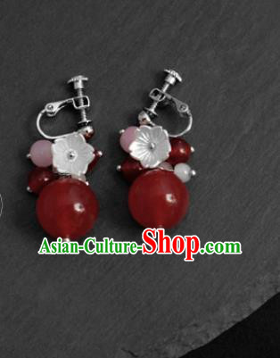 Traditional Chinese Handmade Court Red Ear Accessories Classical Earrings for Women