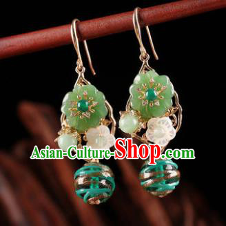 Traditional Chinese Classical Green Flower Earrings Handmade Court Ear Accessories for Women