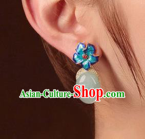 Traditional Chinese Classical Blueing Plum Earrings Handmade Court Ear Accessories for Women