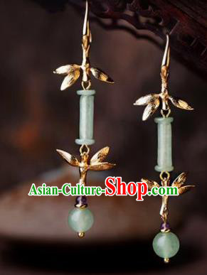 Traditional Chinese Classical Jade Earrings Handmade Court Ear Accessories for Women