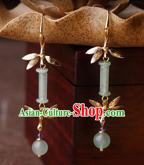 Traditional Chinese Classical Jade Earrings Handmade Court Ear Accessories for Women