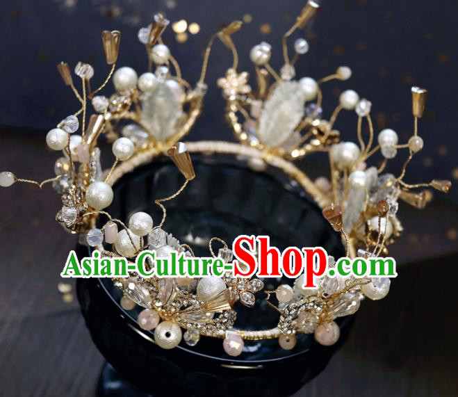 Handmade Baroque Princess Crystal Beads Royal Crown Children Hair Clasp Hair Accessories for Kids