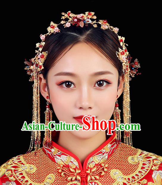 Traditional Chinese Wedding Hair Clasp Handmade Ancient Bride Hairpins Hair Accessories Complete Set