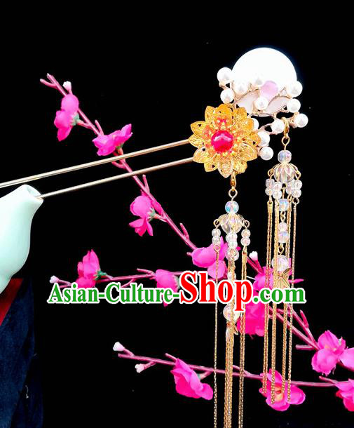 Traditional Chinese Hanfu Shell Moon Hair Clip Ancient Court Princess Hairpins Hair Accessories for Women