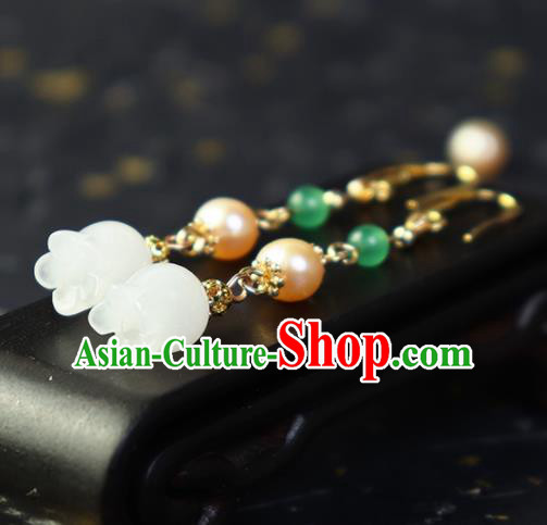 Traditional Chinese Handmade Convallaria Majalis Earrings Ancient Hanfu Ear Accessories for Women