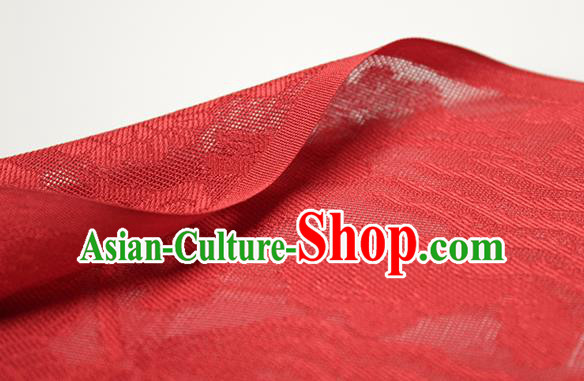 Traditional Chinese Classical Phoenix Flowers Pattern Red Silk Fabric Ancient Hanfu Dress Silk Cloth