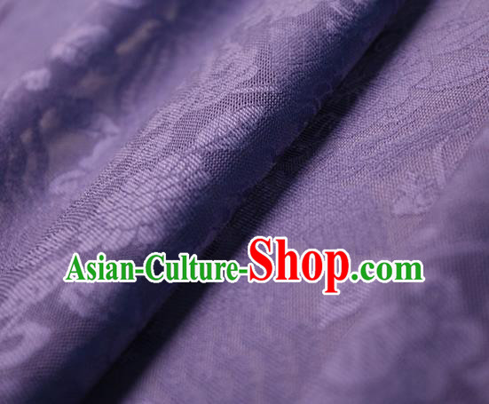 Traditional Chinese Classical Phoenix Flowers Pattern Purple Silk Fabric Ancient Hanfu Dress Silk Cloth