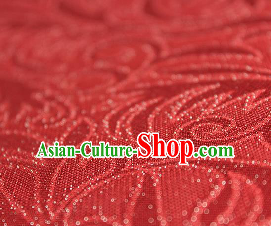 Traditional Chinese Classical Ombre Flowers Pattern Red Silk Fabric Ancient Hanfu Dress Silk Cloth