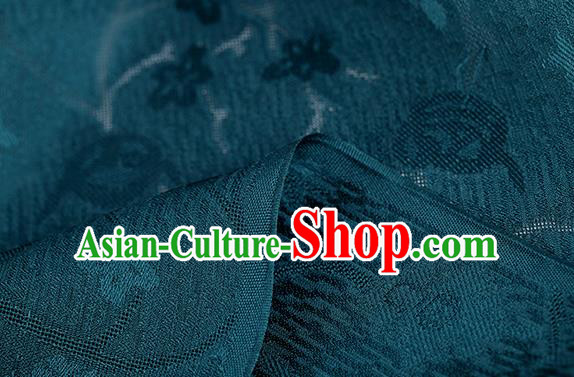 Traditional Chinese Classical Plum Blossom Pattern Peacock Green Silk Fabric Ancient Hanfu Dress Silk Cloth