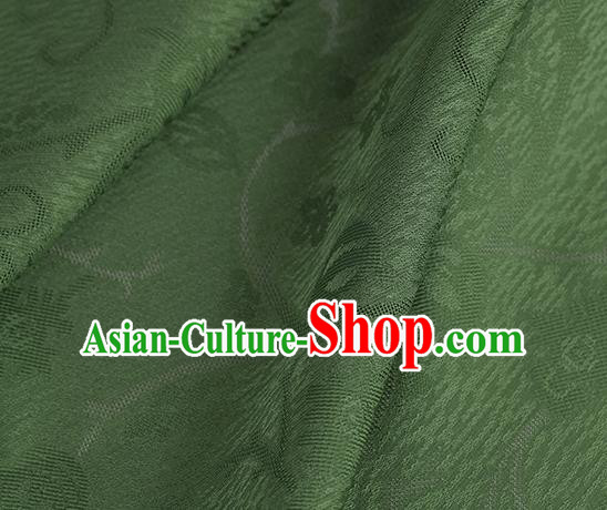 Traditional Chinese Classical Plum Blossom Pattern Deep Green Silk Fabric Ancient Hanfu Dress Silk Cloth