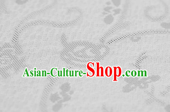 Traditional Chinese Classical Plum Blossom Pattern White Silk Fabric Ancient Hanfu Dress Silk Cloth