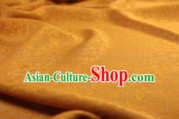 Traditional Chinese Classical Twine Pattern Yellow Silk Fabric Ancient Hanfu Dress Silk Cloth