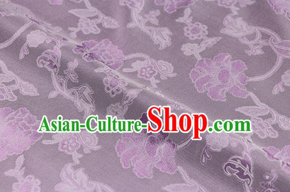 Traditional Chinese Classical Twine Peony Pattern Purple Silk Fabric Ancient Hanfu Dress Silk Cloth