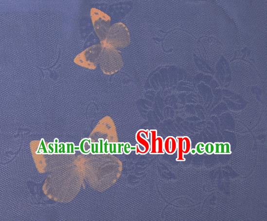 Traditional Chinese Classical Butterfly Pattern Violet Silk Fabric Ancient Hanfu Dress Silk Cloth