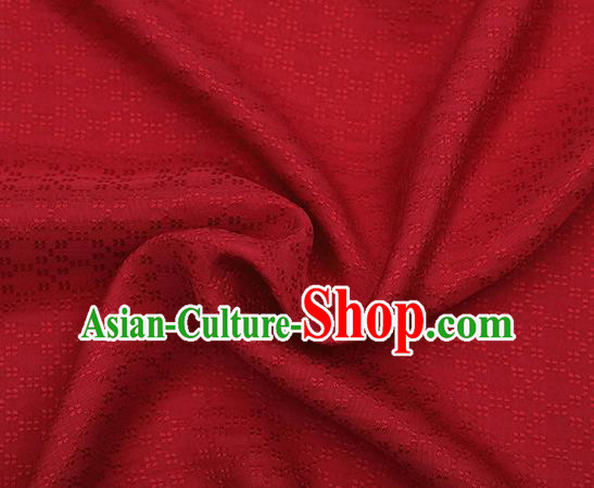 Traditional Chinese Classical Rhombus Pattern Red Silk Fabric Ancient Hanfu Dress Silk Cloth