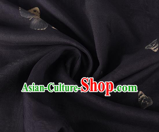 Traditional Chinese Classical Butterfly Pattern Black Silk Fabric Ancient Hanfu Dress Silk Cloth