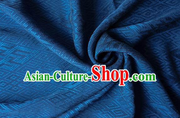 Traditional Chinese Classical Lucky Pattern Navy Blue Silk Fabric Ancient Hanfu Dress Silk Cloth