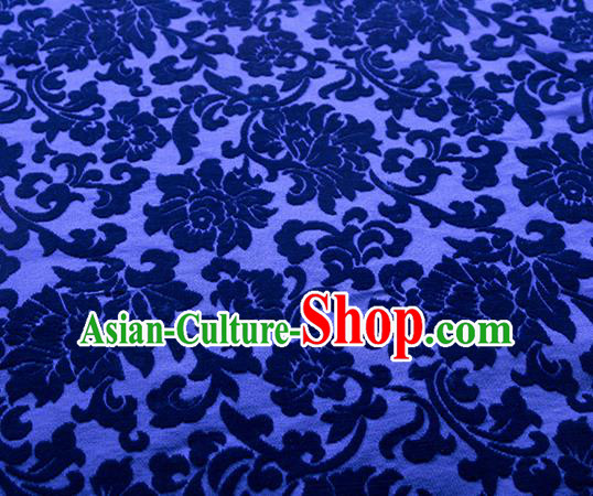 Traditional Chinese Classical Pattern Royal Blue Pleuche Fabric Ancient Hanfu Cheongsam Velvet Cloth