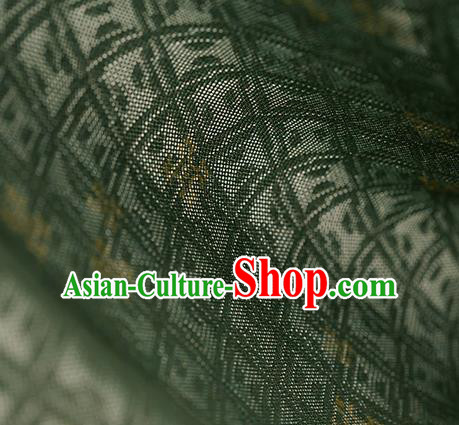 Traditional Chinese Classical Square Pattern Olive Green Silk Fabric Ancient Hanfu Dress Silk Cloth