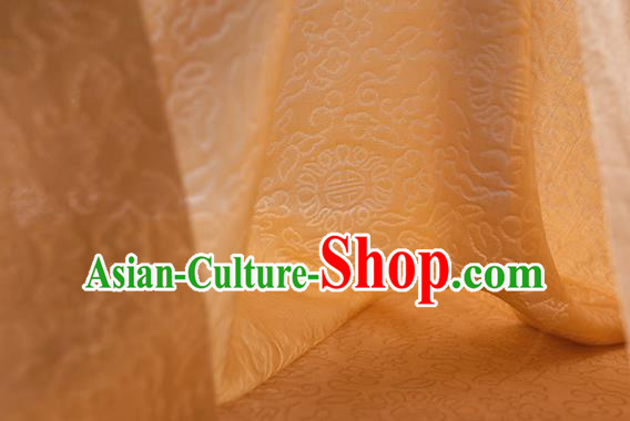 Traditional Chinese Classical Auspicious Pattern Design Orange Silk Fabric Ancient Hanfu Dress Silk Cloth