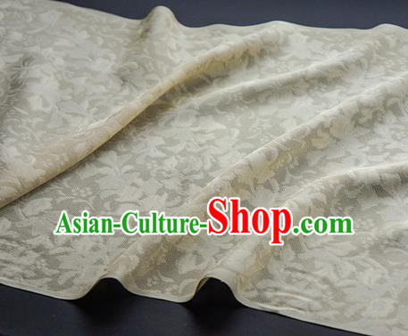 Traditional Chinese Classical Iris Flowers Pattern Design Beige Silk Fabric Ancient Hanfu Dress Silk Cloth