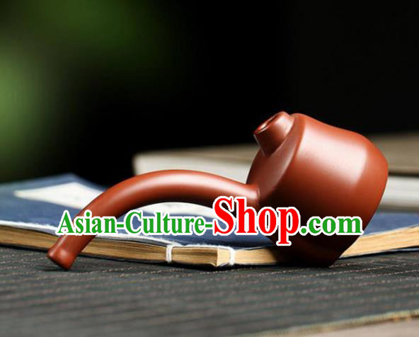 Traditional Chinese Handmade Zisha Tobacco Pipe Ashtray Red Clay Pottery Artware