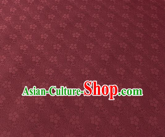 Traditional Chinese Wine Red Silk Fabric Classical Plum Blossom Pattern Silk Cloth