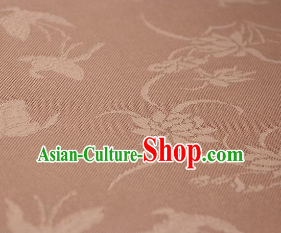 Traditional Chinese Classical Butterfly Lotus Pattern Pink Silk Fabric Ancient Hanfu Silk Cloth