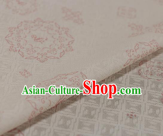 Traditional Chinese Classical Rosette Pattern Beige Silk Fabric Ancient Hanfu Silk Cloth