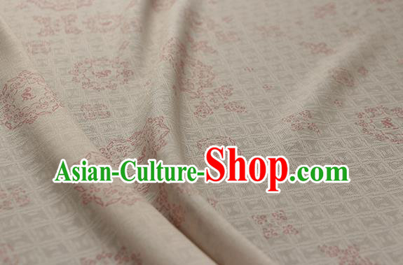 Traditional Chinese Classical Rosette Pattern Beige Silk Fabric Ancient Hanfu Silk Cloth