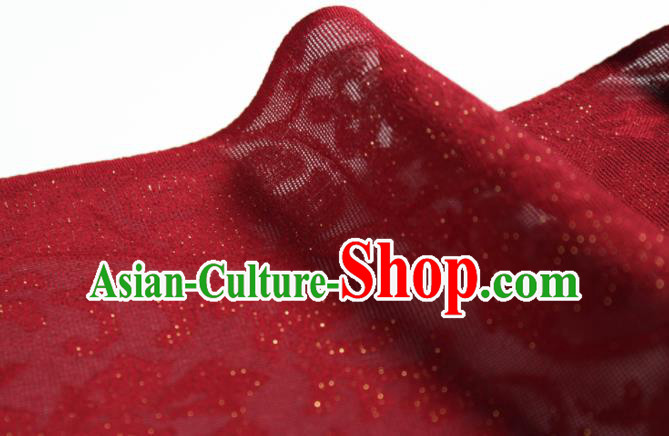 Traditional Chinese Classical Twine Flowers Pattern Red Silk Fabric Ancient Hanfu Dress Silk Cloth