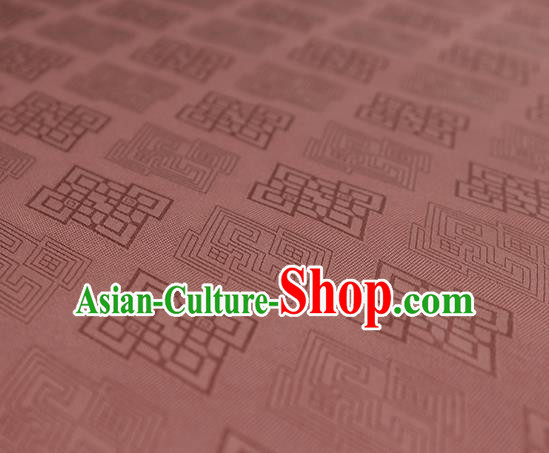 Traditional Chinese Classical Rhombus Pattern Brown Red Silk Fabric Ancient Hanfu Dress Silk Cloth