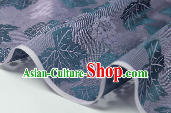 Traditional Chinese Classical Twine Grape Pattern Purple Silk Fabric Ancient Hanfu Dress Silk Cloth