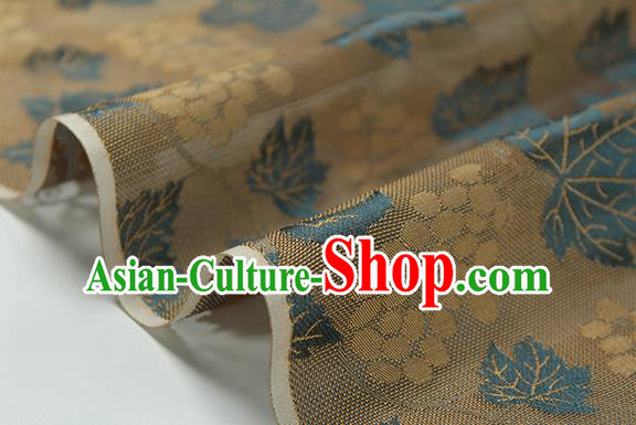 Traditional Chinese Classical Twine Grape Pattern Brown Silk Fabric Ancient Hanfu Dress Silk Cloth