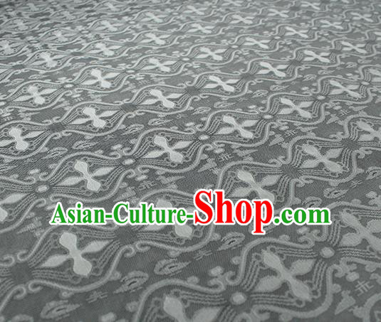 Traditional Chinese Classical Pattern Grey Silk Fabric Ancient Hanfu Dress Silk Cloth