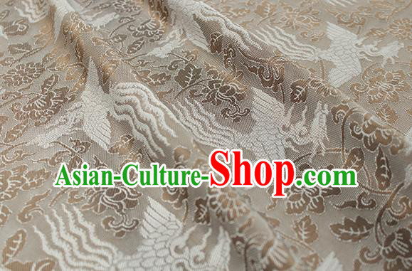 Traditional Chinese Classical Phoenix Peony Pattern Khaki Silk Fabric Ancient Hanfu Dress Silk Cloth