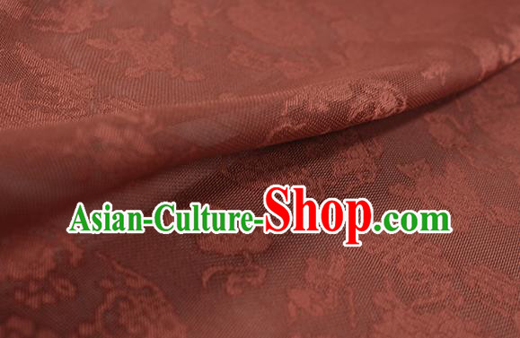 Traditional Chinese Classical Peony Pattern Rust Red Silk Fabric Ancient Hanfu Dress Silk Cloth