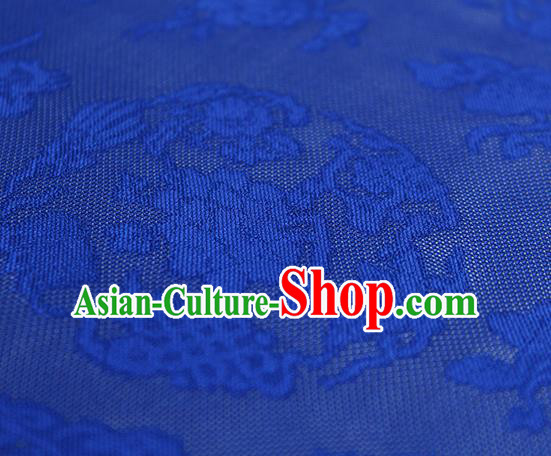 Traditional Chinese Classical Peony Pattern Royalblue Silk Fabric Ancient Hanfu Dress Silk Cloth