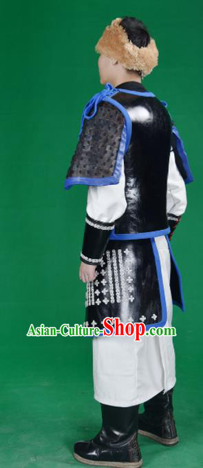 Chinese Ancient Cosplay General Armor and Helmet Traditional Yuan Dynasty Swordsman Costumes Complete Set for Men