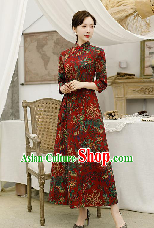 Traditional Chinese Classical Cheongsam National Costume Tang Suit Qipao Dress for Women