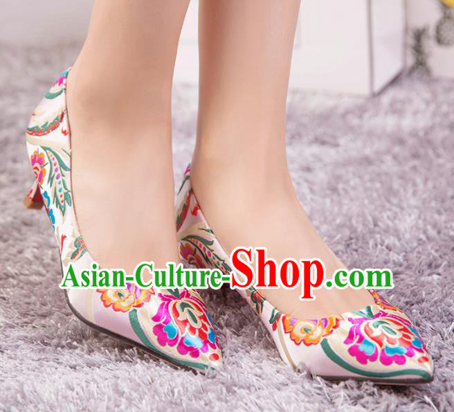 Chinese Wedding Shoes Pink Shoes Hanfu Shoes Bride High Heels Shoes for Women