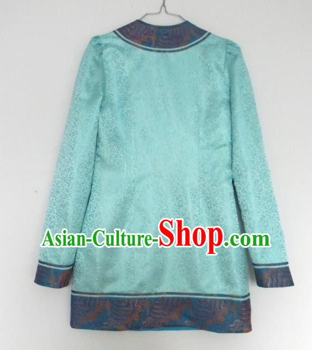 Chinese Traditional Mongol Nationality Costume Mongolian Ethnic Blue Jacket for Men
