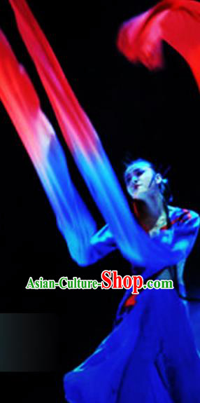 Traditional Chinese Classical Dance Competition Royalblue Costumes Water Sleeve Dance Stage Show Dress for Women