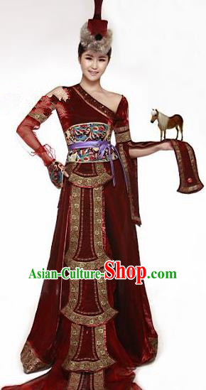 Traditional Chinese Mongol Nationality Dance Costume Mongolian Ethnic Dance Stage Show Dress for Women