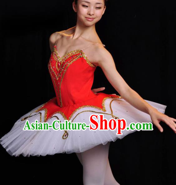 Professional Ballet Dance Costume Ballroom Dance Stage Show Red Dress for Women